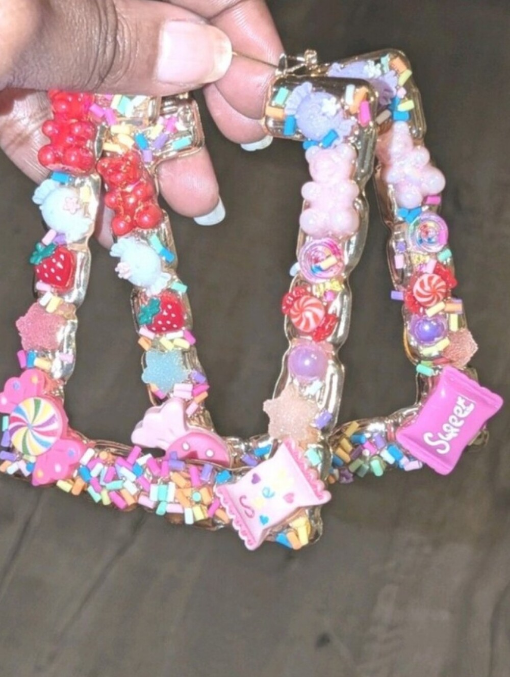 Hand CRAFTED Candy Sprinkle Statement Hoops - Picture 10 of 10